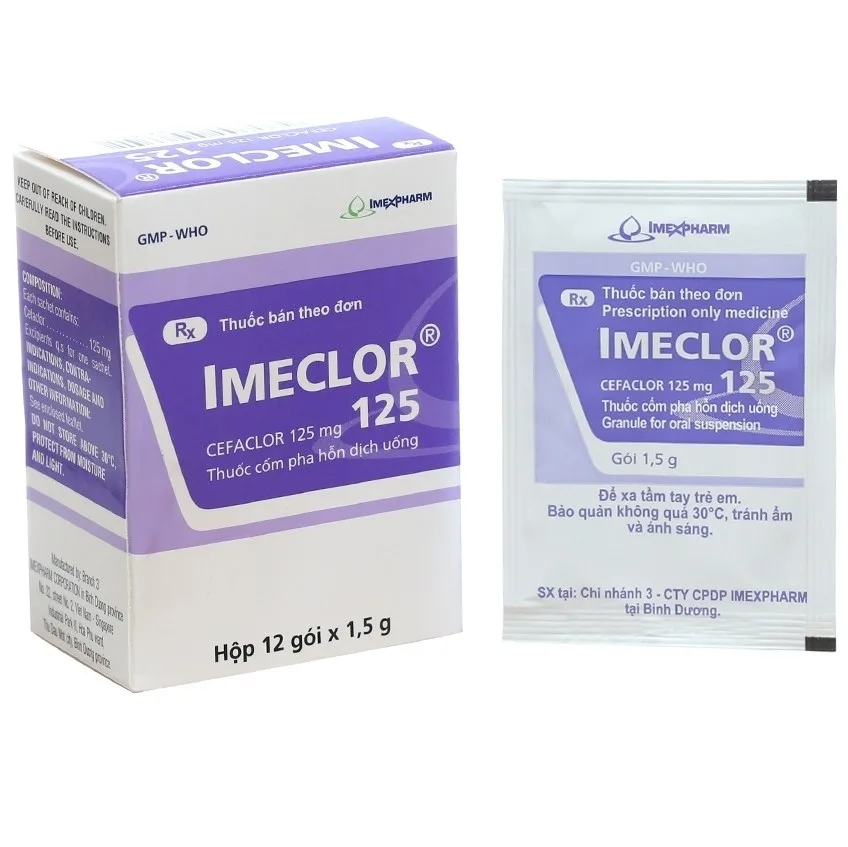 Hình ảnh Thuốc cốm Imeclor 125 Imexpharm điều trị nhiễm khuẩn đường hô hấp, đường tiết niệu (12 gói)