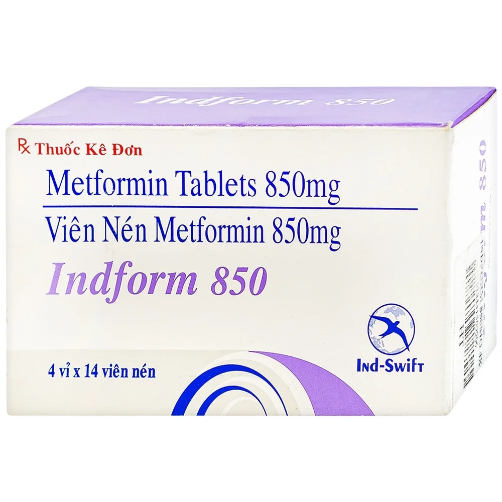 Hình ảnh Thuốc Indform 850mg Ind-Swift điều trị bệnh đái tháo đường (4 vỉ x 14 viên)