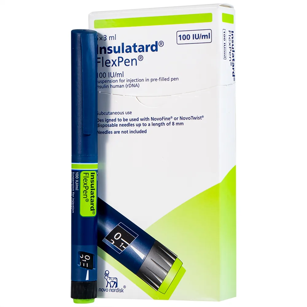 Hình ảnh Bút tiêm Insulatard FlexPen 100IU/ml Novo Nordisk điều trị bệnh đái tháo đường (5 cây)