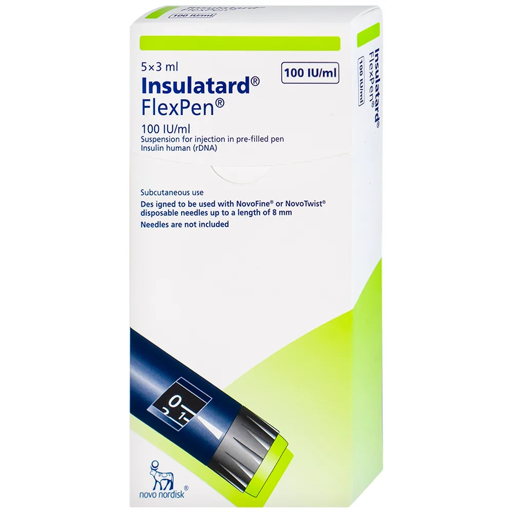 Hình ảnh Bút tiêm Insulatard FlexPen 100IU/ml Novo Nordisk điều trị bệnh đái tháo đường (5 cây)