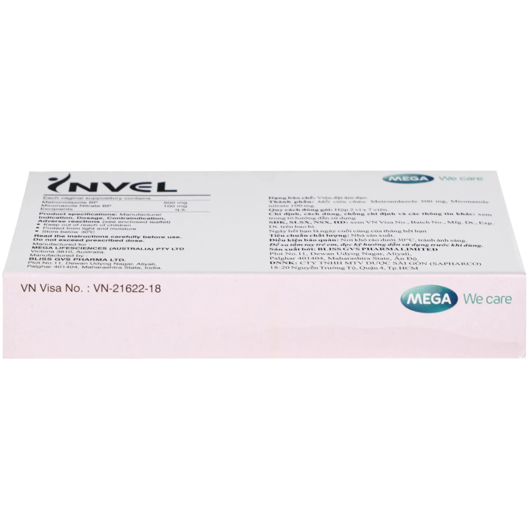 Hình ảnh Thuốc Invel Mega điều trị viêm âm đạo do nấm, vi khuẩn hoặc trichomonas (2 vỉ x 7 viên)