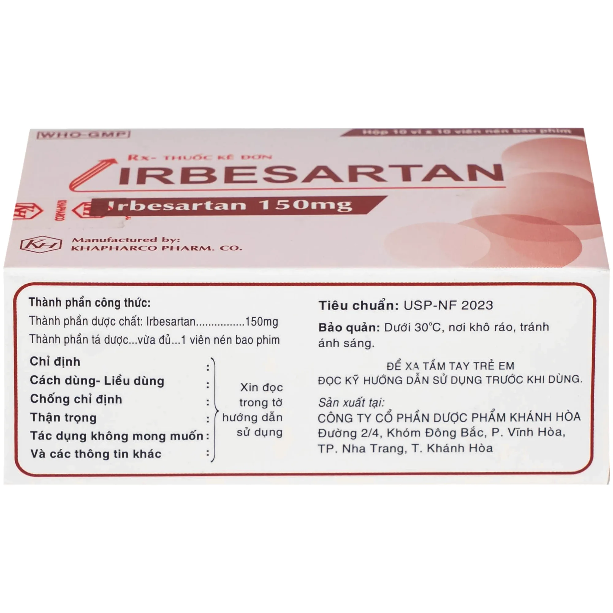 Hình ảnh Thuốc Irbesartan 150mg điều trị tăng huyết áp, bệnh thận do tiểu đường (10 vỉ 10 viên)