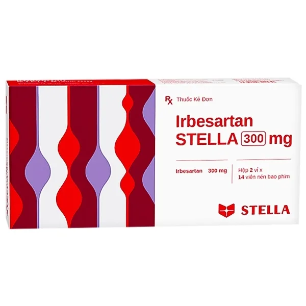 Hình ảnh Thuốc Irbesartan Stella 300mg điều trị bệnh tăng huyết áp và bệnh thận do đái tháo đường (2 vỉ x 14 viên)