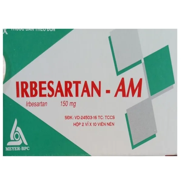 Hình ảnh Thuốc Irbesartan-AM 150mg Meyer-BPC điều trị tăng huyết áp, bệnh thận (2 vỉ x 10 viên)