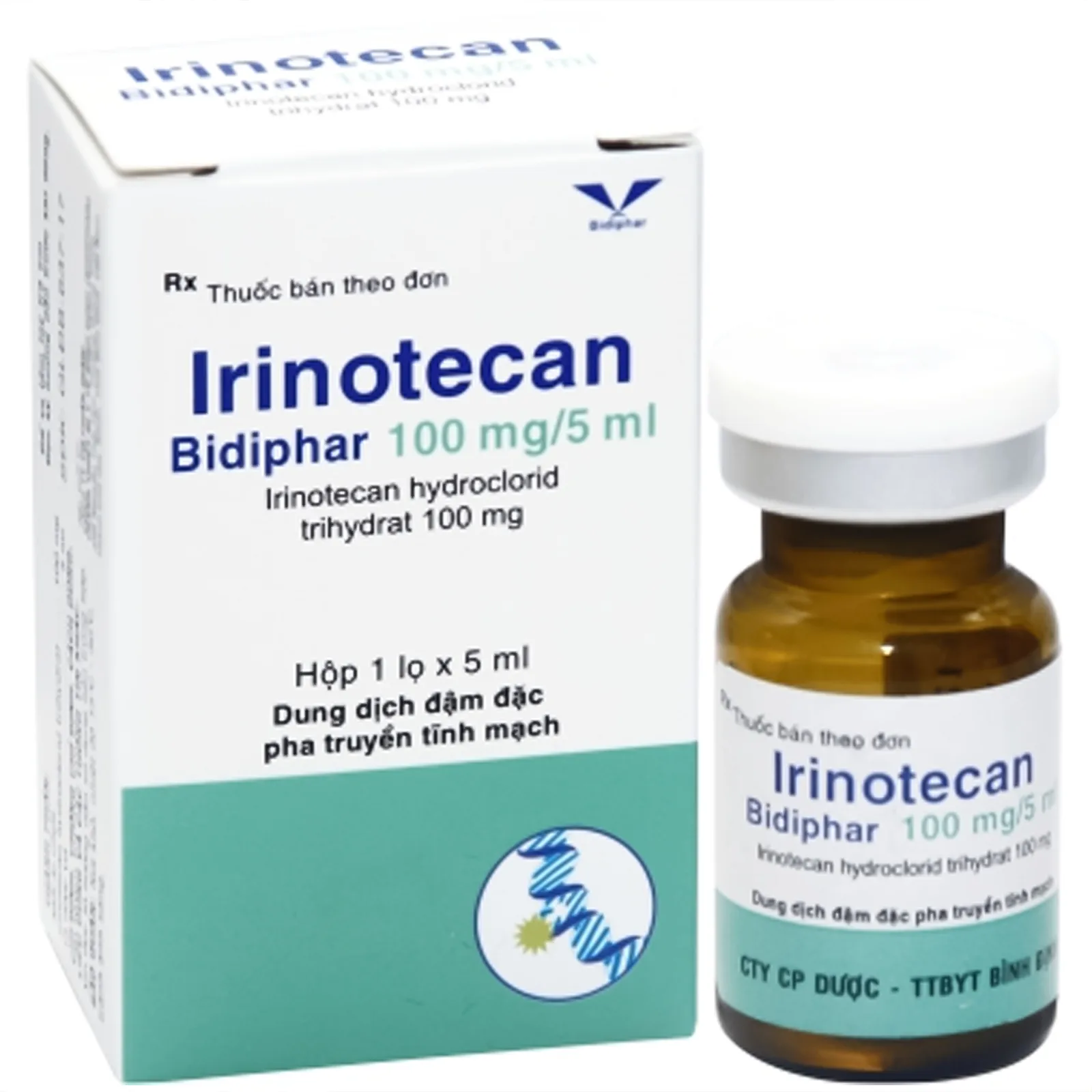 Hình ảnh Thuốc Irinotecan Bidiphar 100mg/5ml điều trị cho những bệnh nhân ung thư biểu mô đại trực tràng tiến triển