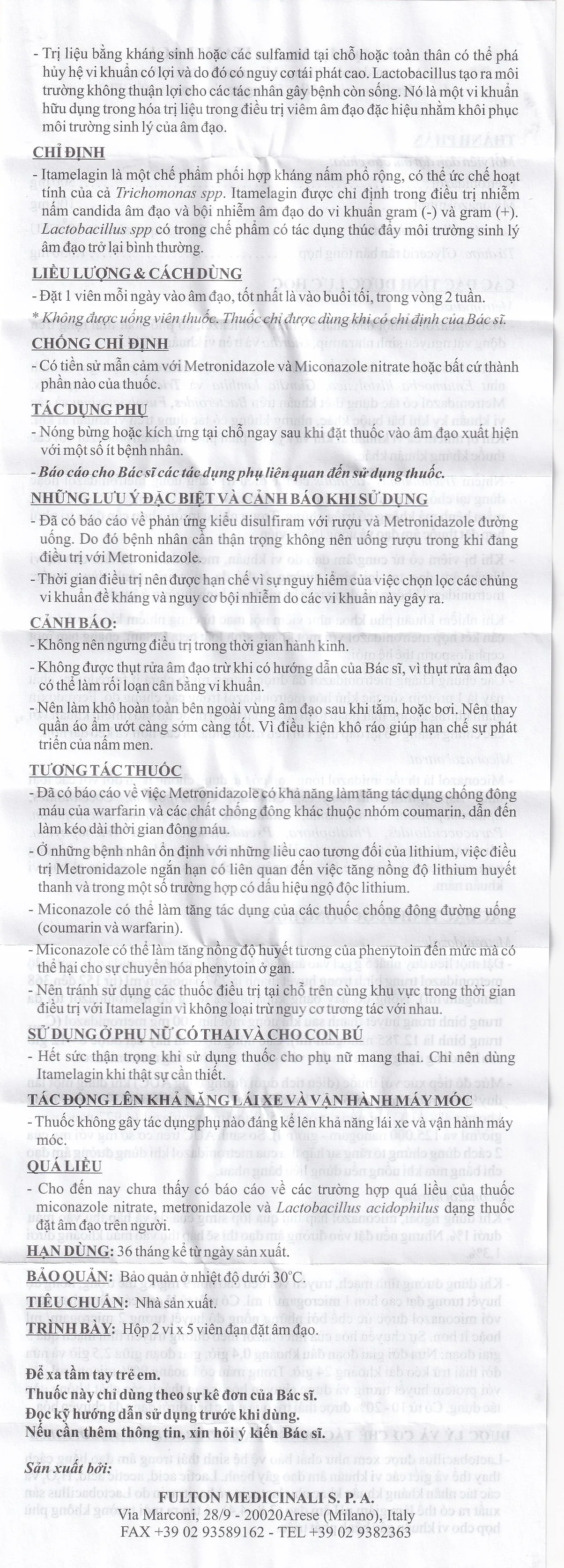 Hình ảnh Thuốc Itamelagin 500mg điều trị nhiễm nấm candida âm đạo (10 viên)