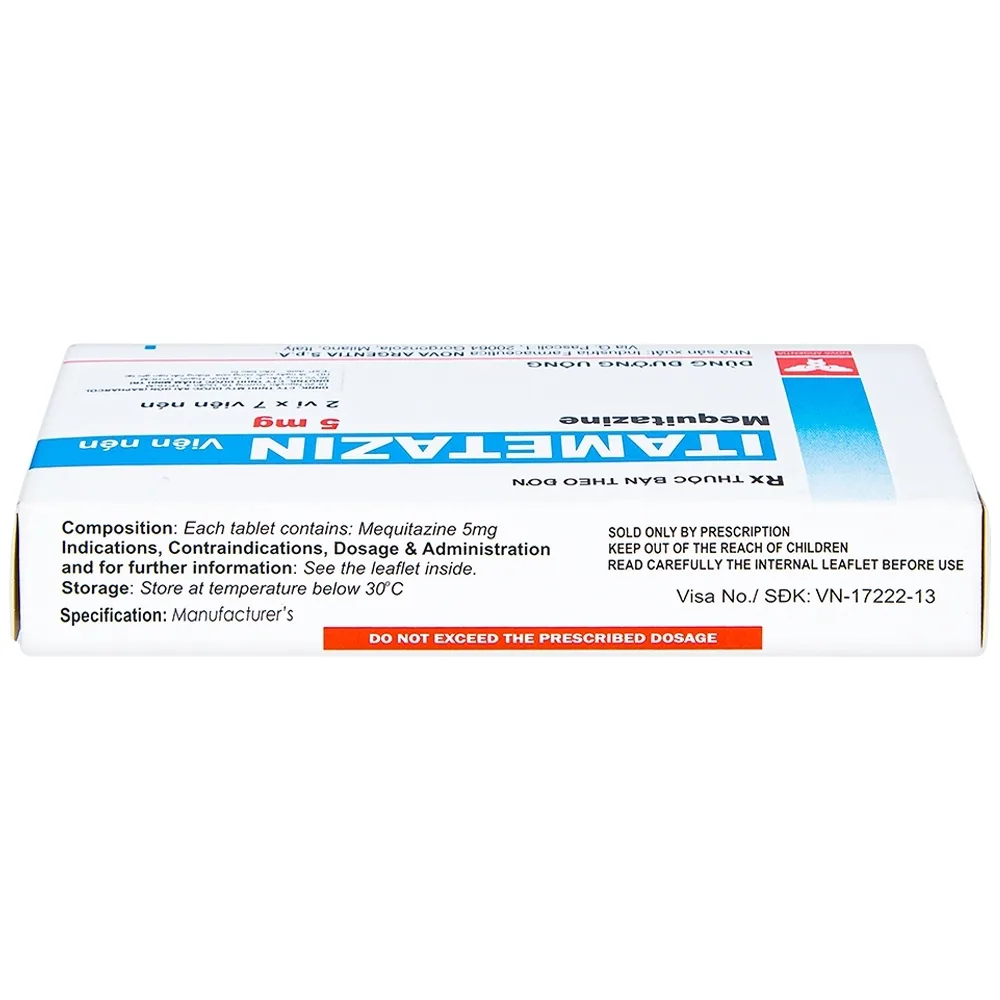 Hình ảnh Viên nén Itametazin 5mg Nova Argentia điều trị hen do phấn hoa, viêm mũi dị ứng, viêm kết mạc (2 vỉ x 7 viên)