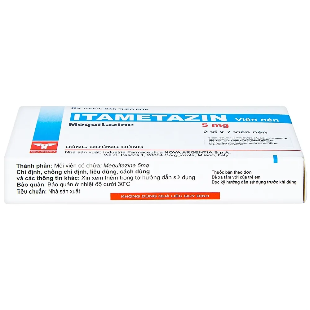 Hình ảnh Viên nén Itametazin 5mg Nova Argentia điều trị hen do phấn hoa, viêm mũi dị ứng, viêm kết mạc (2 vỉ x 7 viên)