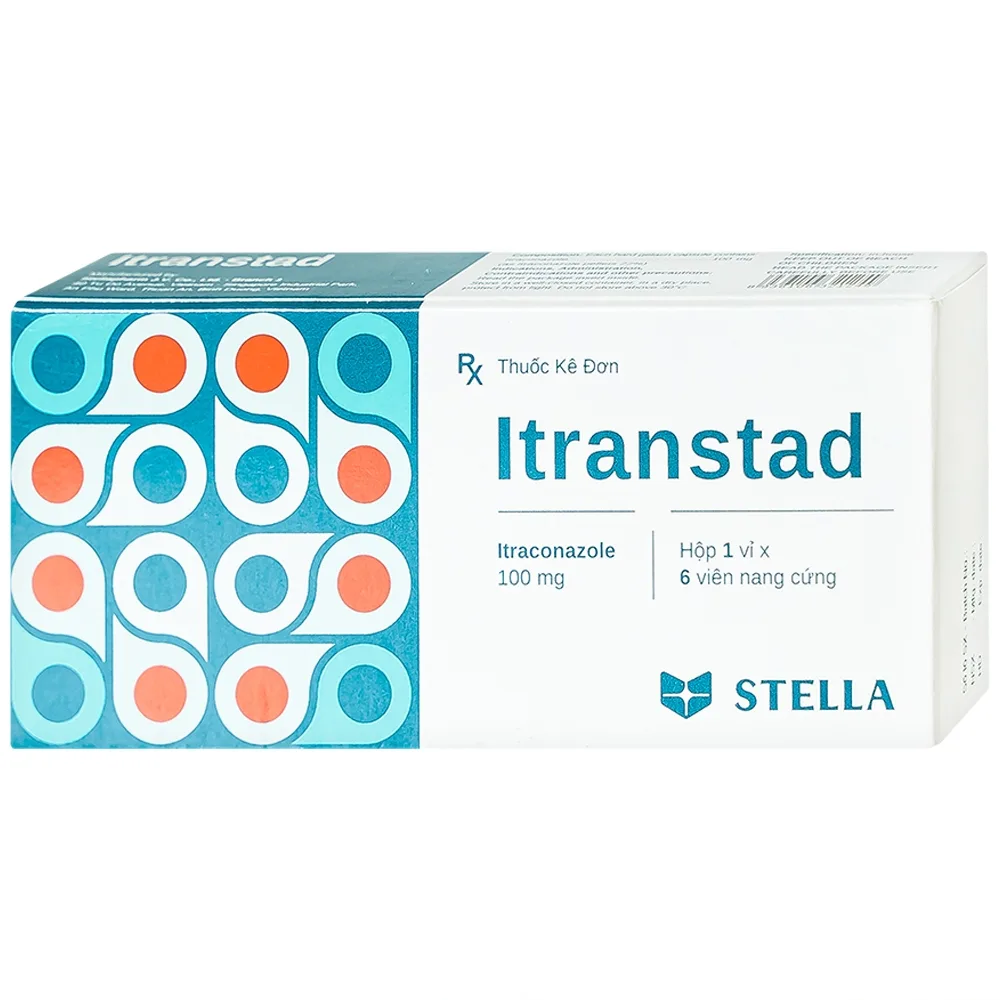 Hình ảnh Thuốc Itranstad 100mg Stella điều trị nấm Candida ở miệng, họng, âm đạo, âm hộ (1 vỉ x 6 viên)