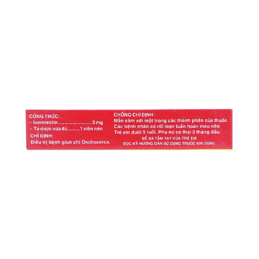 Hình ảnh Viên nén Ivermectin 3mg Dược 3-2 hỗ trợ điều trị các bệnh nhiễm giun (1 vỉ x 4 viên)