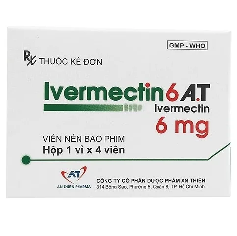 Hình ảnh Viên nén Ivermectin 6mg A.T hỗ trợ điều trị bệnh nhiễm ký sinh trùng (1 vỉ x 4 viên)