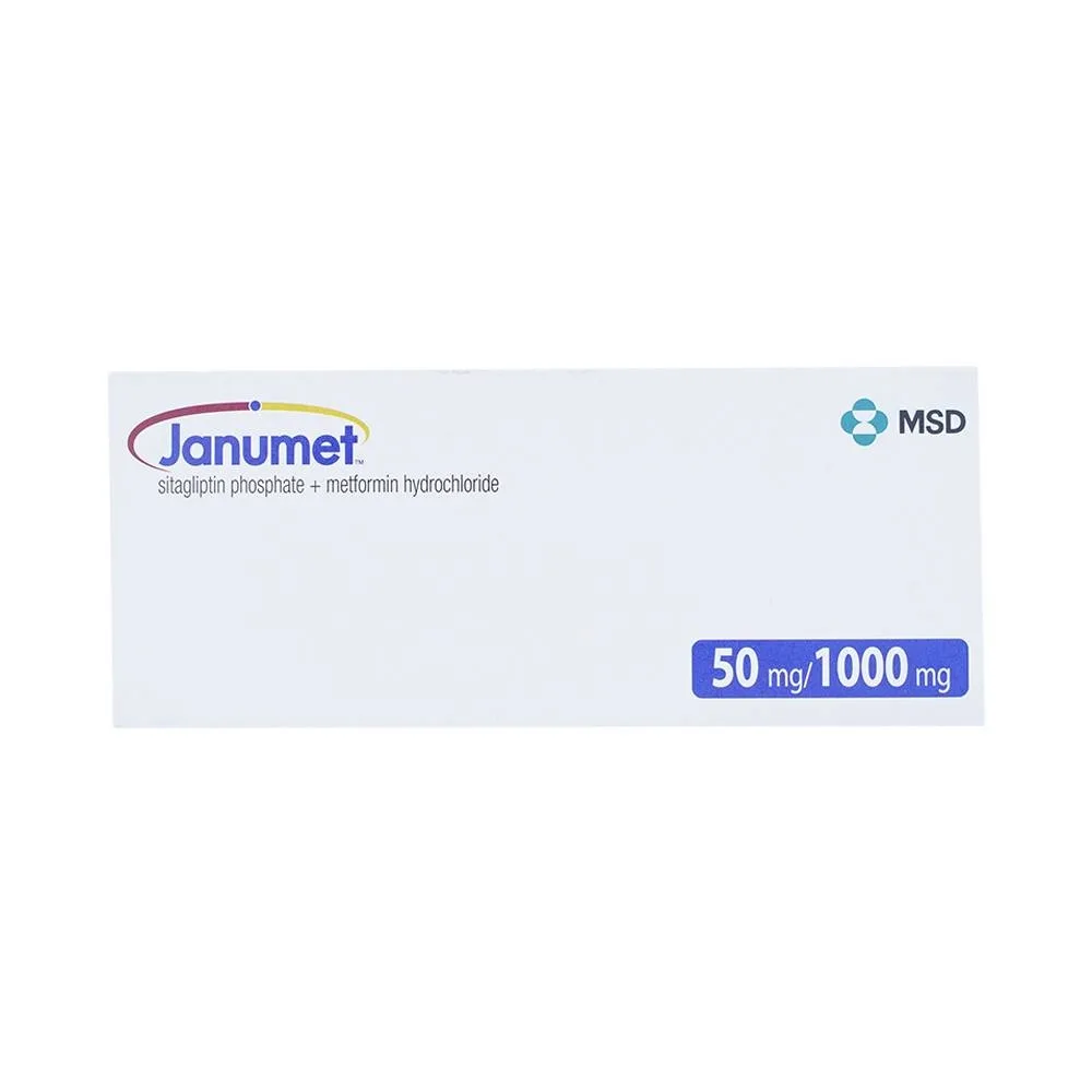 Hình ảnh Viên nén Janumet 50mg/1000mg MSD điều trị đái tháo đường típ 2 (4 vỉ x 7 viên)