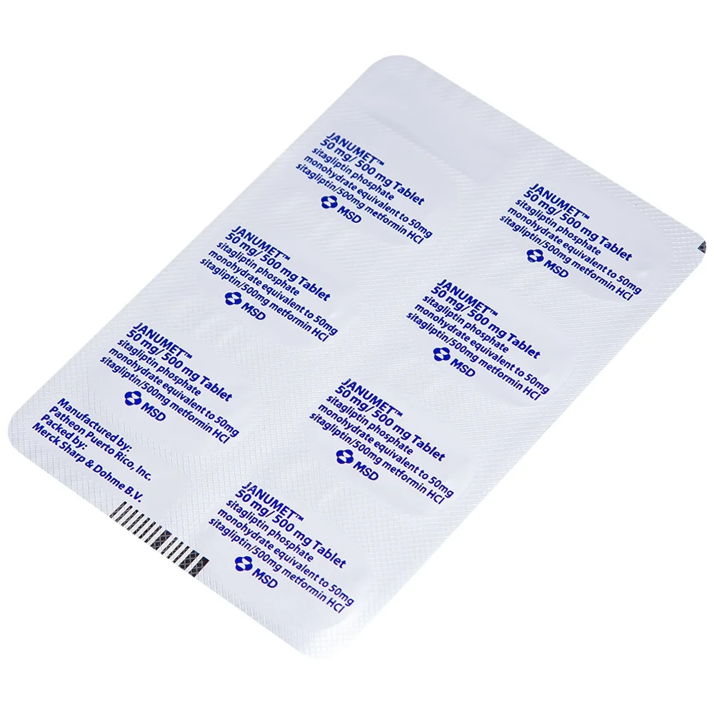 Hình ảnh Viên nén Janumet 50mg/500mg MSD điều trị đái tháo đường típ 2 (4 vỉ x 7 viên)