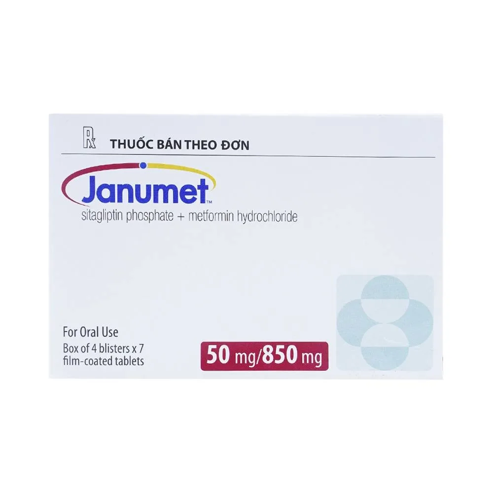 Hình ảnh Viên nén Janumet 50mg/850mg MSD điều trị đái tháo đường típ 2 (4 vỉ x 7 viên)