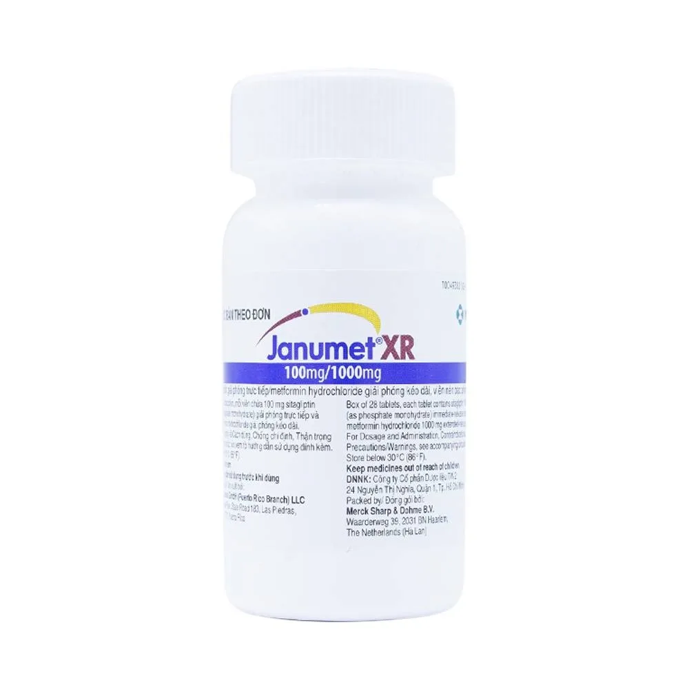 Hình ảnh Viên nén Janumet XR 100mg/1000mg MSD điều trị đái tháo đường típ 2 (28 viên)