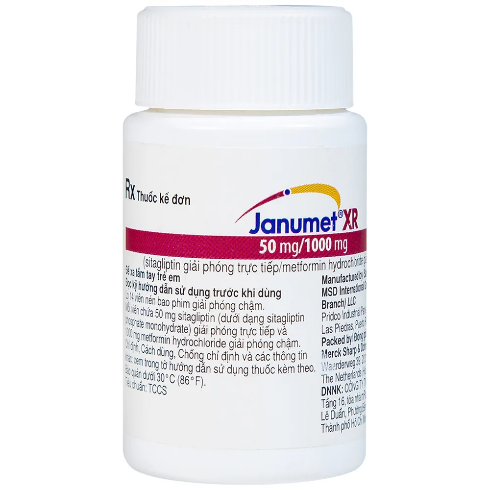 Hình ảnh Viên nén Janumet XR 50mg/1000mg MSD điều trị đái tháo đường típ 2 (14 viên)