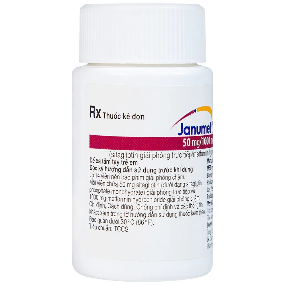 Hình ảnh Viên nén Janumet XR 50mg/1000mg MSD điều trị đái tháo đường típ 2 (14 viên)