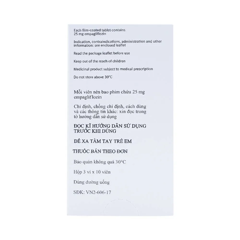 Hình ảnh Viên nén Jardiance 25mg Boehringer điều trị đái tháo đường típ 2 (3 vỉ x 10 viên)