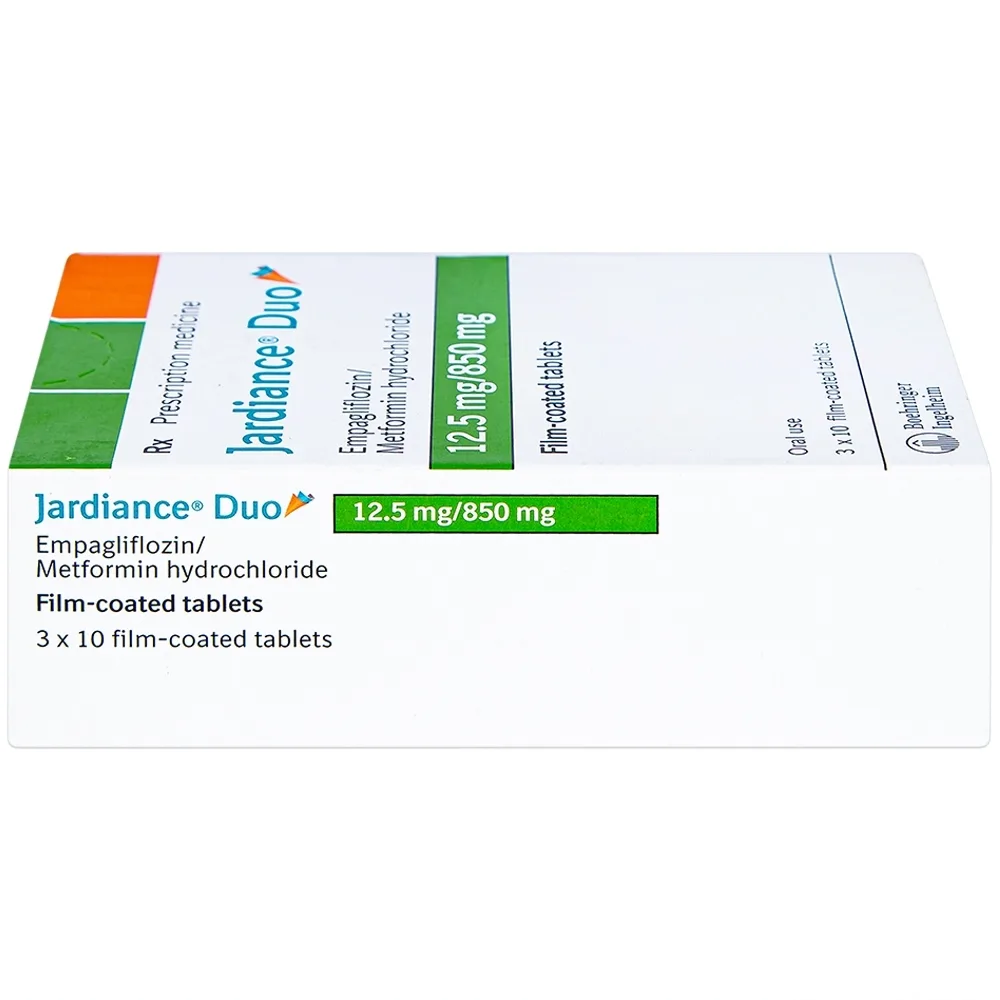 Hình ảnh Thuốc Jardiance Duo 12.5mg/850mg Boehringer điều trị tiểu đường típ 2 (3 vỉ x 10 viên)