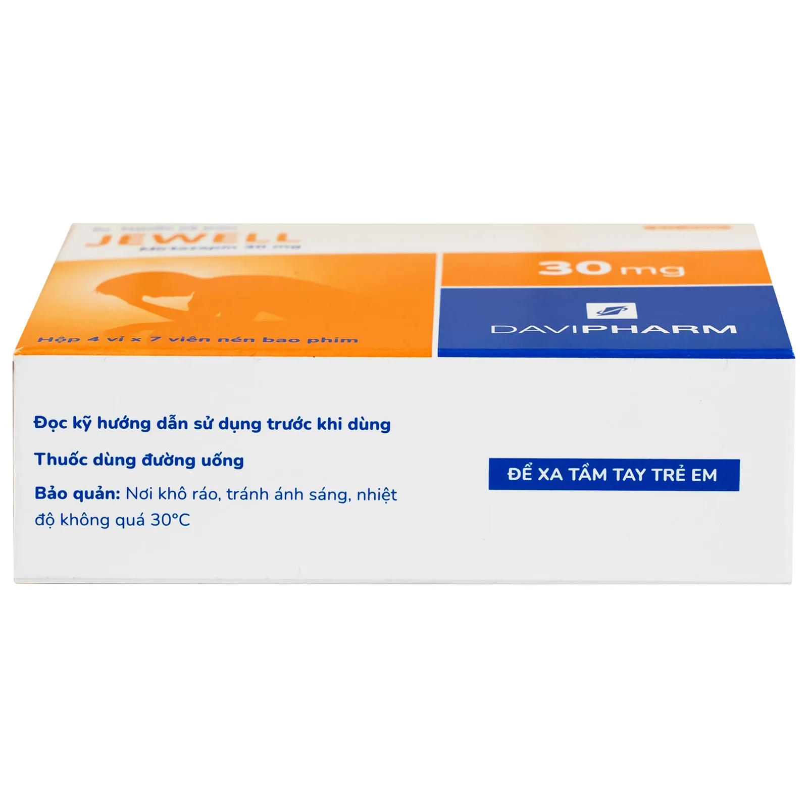 Hình ảnh Viên nén Jewell 30mg Davipharm điều trị các đợt trầm cảm nặng (4 vỉ x 7 viên)