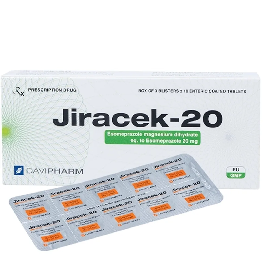 Hình ảnh Thuốc Jiracek - 20 Davipharm điều trị viêm loét dạ dày, trào ngược dạ dày (3 vỉ x 10 viên)