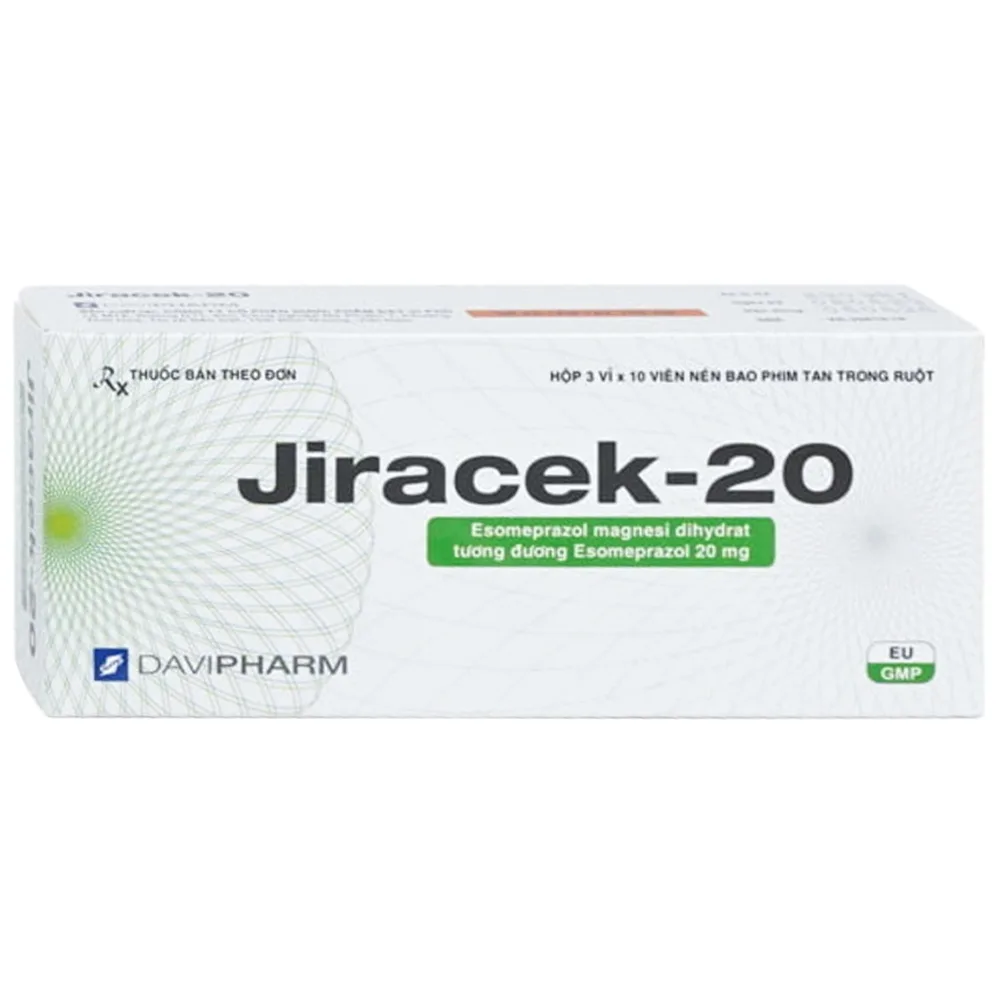 Hình ảnh Thuốc Jiracek-20 Davipharm điều trị viêm loét dạ dày, trào ngược dạ dày