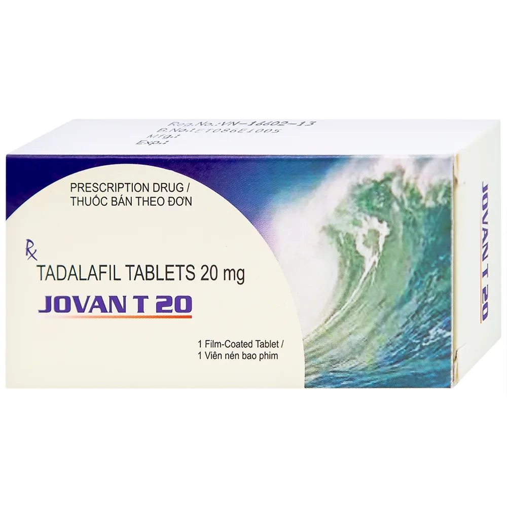 Hình ảnh Viên nén Jovan T 20 Cadila điều trị rối loạn cương dương (1 vỉ x 1 viên)