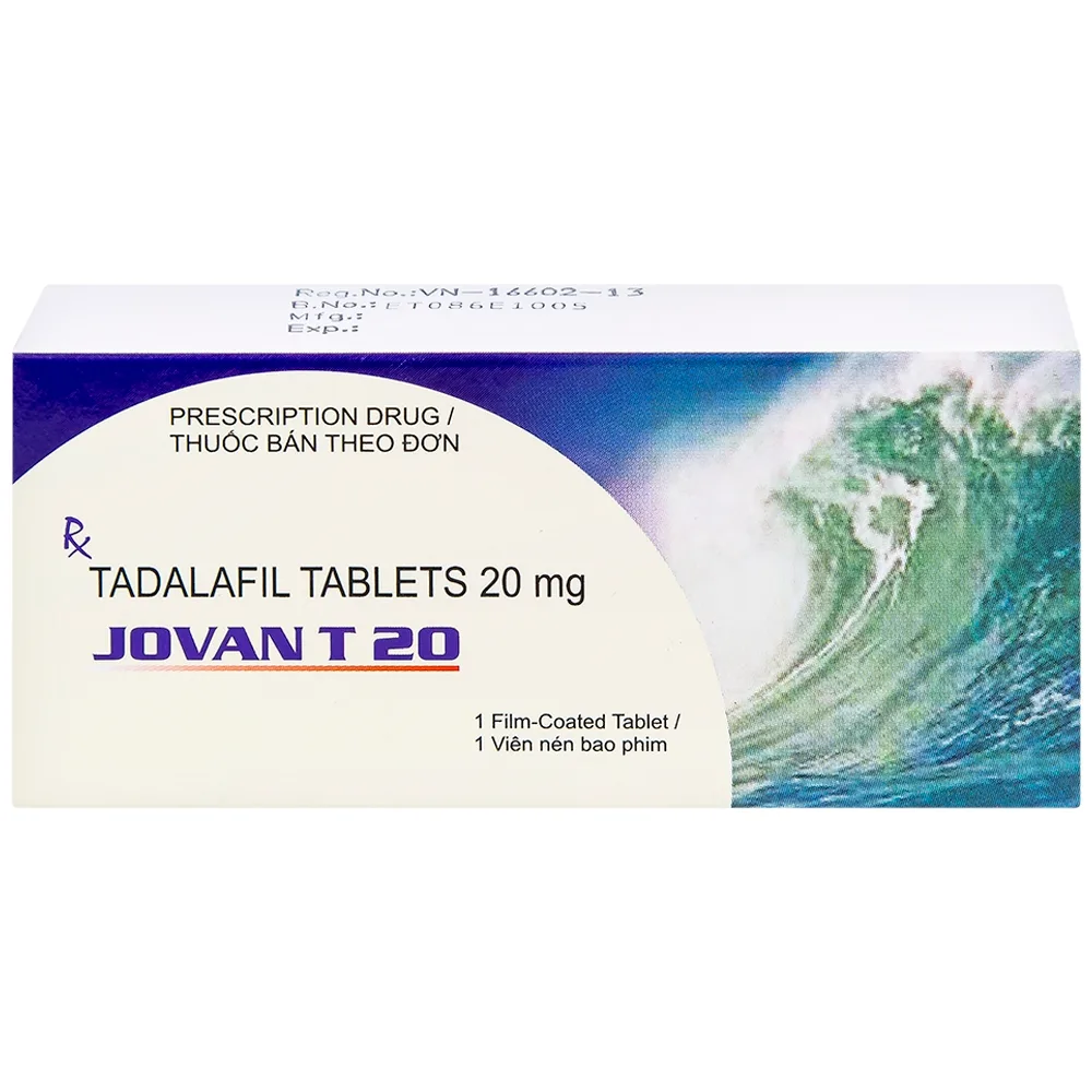 Hình ảnh Viên nén Jovan T 20 Cadila điều trị rối loạn cương dương (1 vỉ x 1 viên)