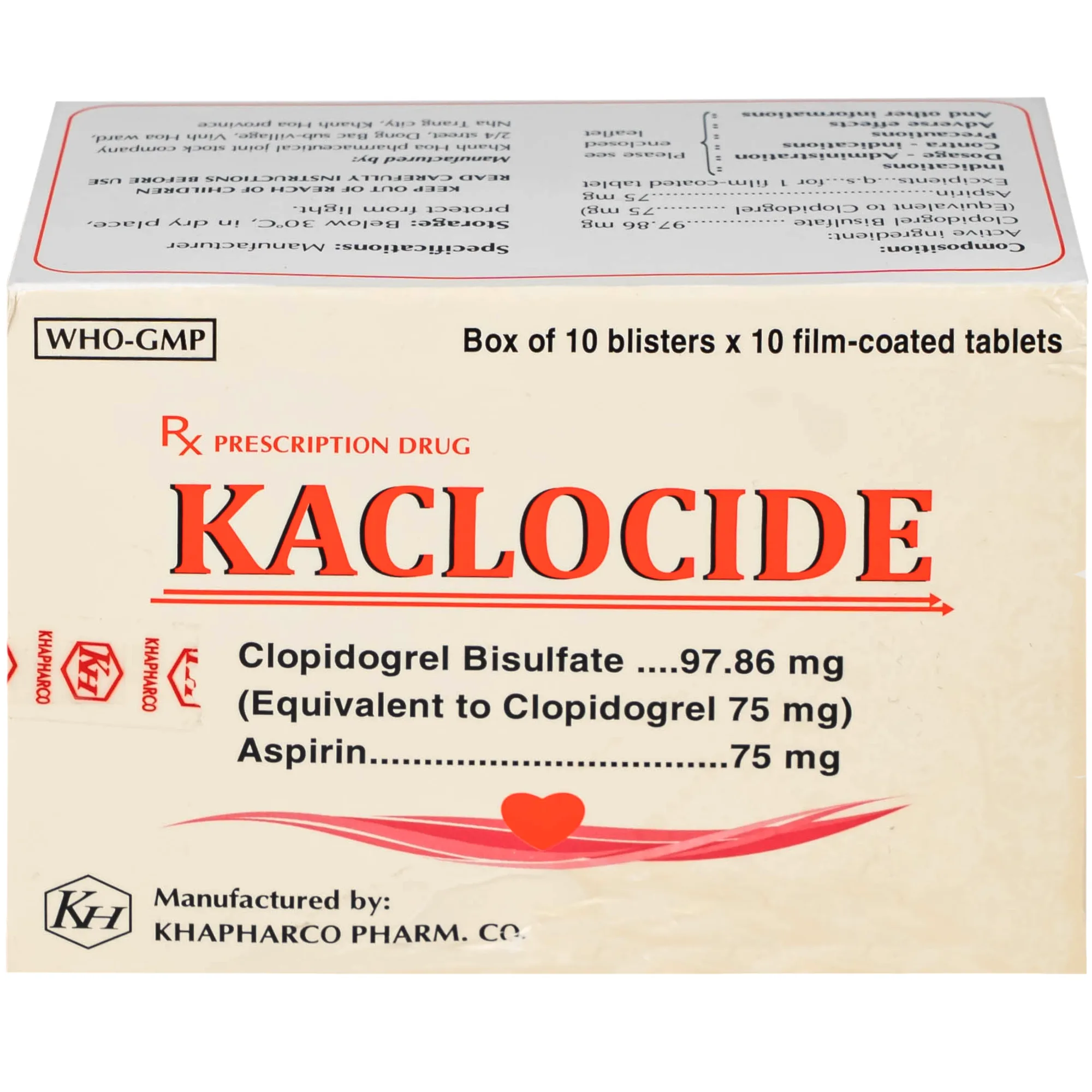Hình ảnh Thuốc Kaclocide Khapharco ngừa hình thành cục máu đông (10 vỉ 10 viên)