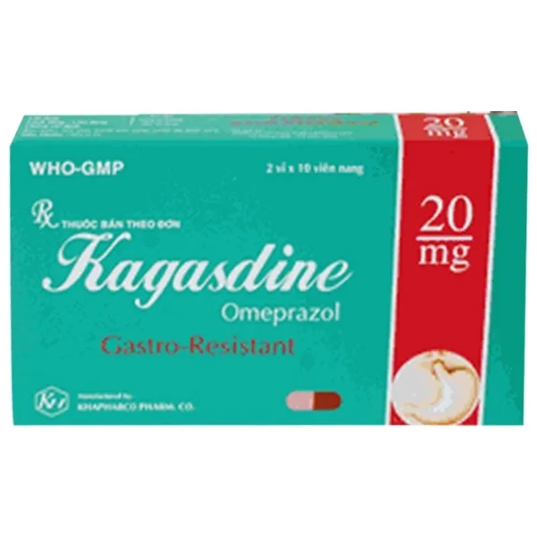 Hình ảnh Viên nang Kagasdine 20mg Khapharco điều trị loét dạ dày, tá tràng (2 vỉ x 10 viên)