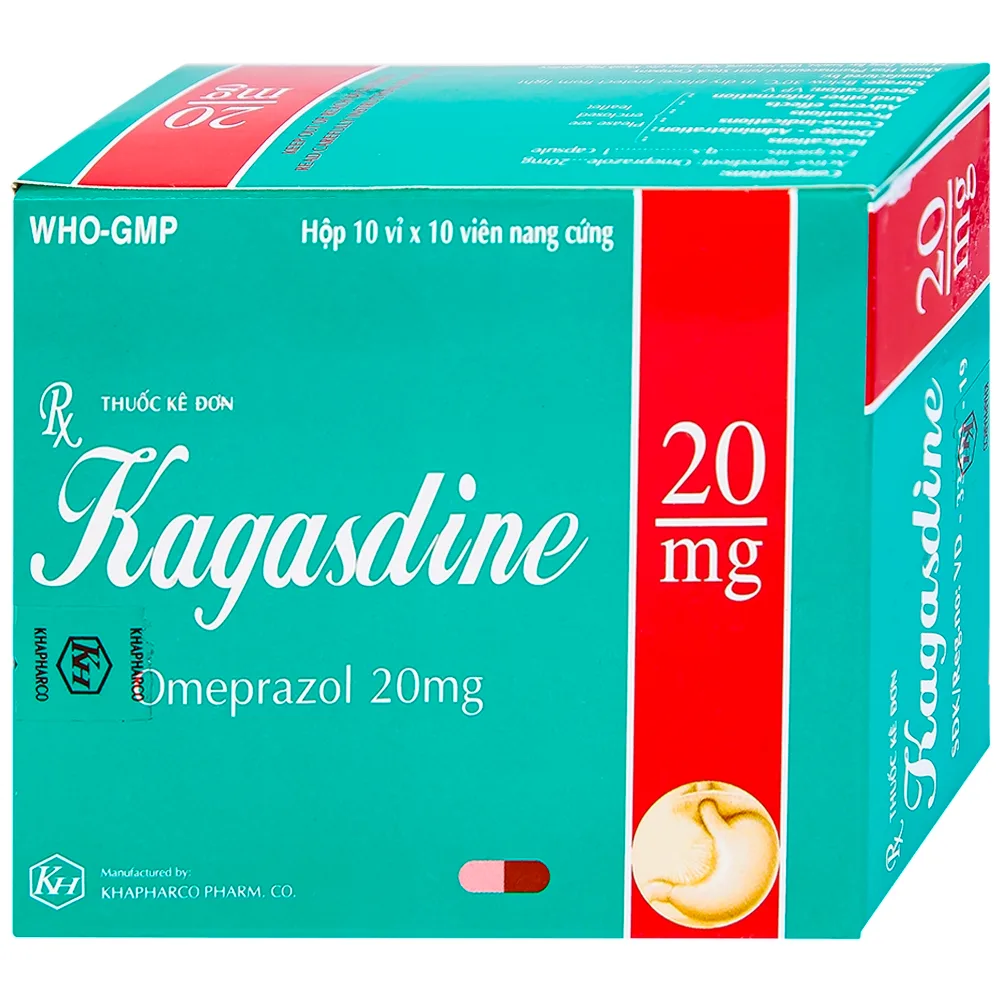 Hình ảnh Viên nang Kagasdine 20mg Khapharco điều trị loét dạ dày, tá tràng (10 vỉ x 10 viên)
