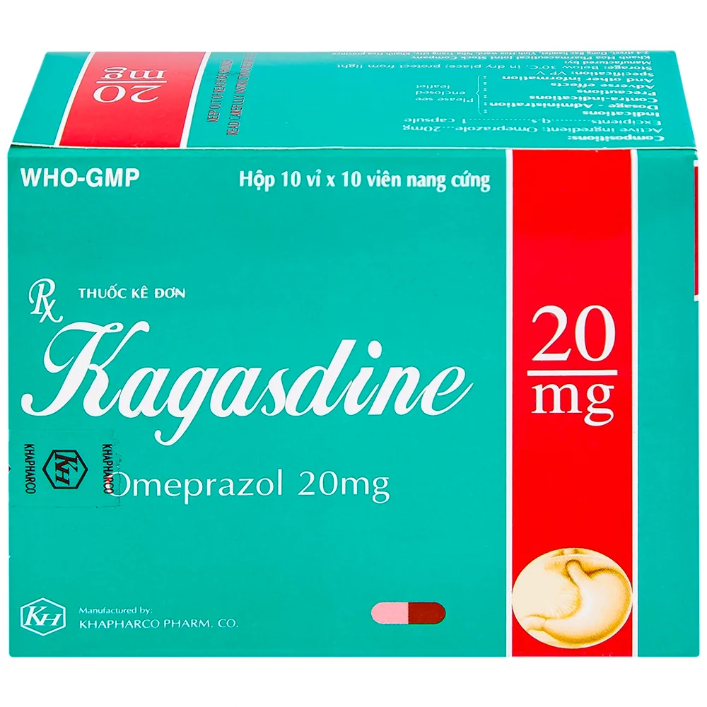 Hình ảnh Viên nang Kagasdine 20mg Khapharco điều trị loét dạ dày, tá tràng (10 vỉ x 10 viên)