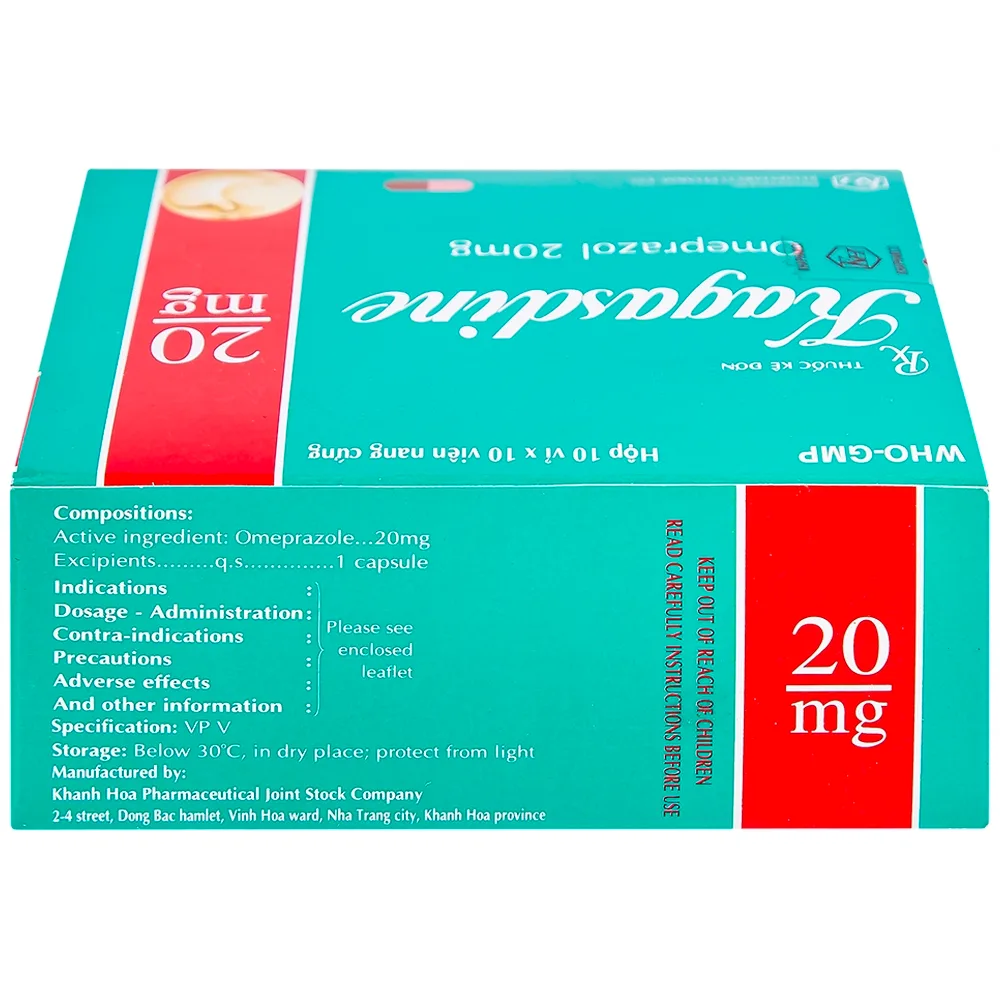 Hình ảnh Viên nang Kagasdine 20mg Khapharco điều trị loét dạ dày, tá tràng (10 vỉ x 10 viên)