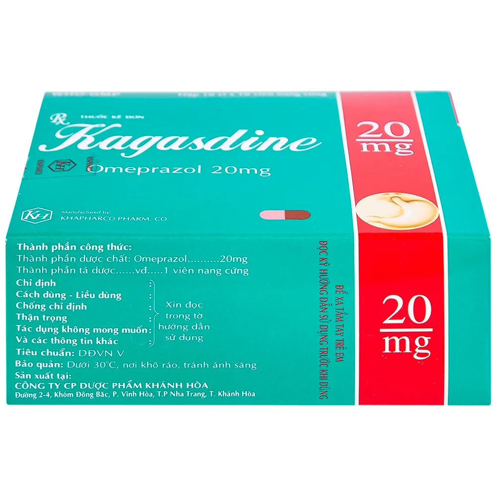 Hình ảnh Viên nang Kagasdine 20mg Khapharco điều trị loét dạ dày, tá tràng (10 vỉ x 10 viên)