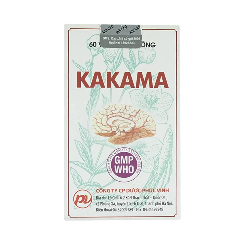 Hình ảnh Viên nén Kakama Phúc Vinh điều trị thiểu năng tuần hoàn não, ứ huyết, đau đầu (60 viên)