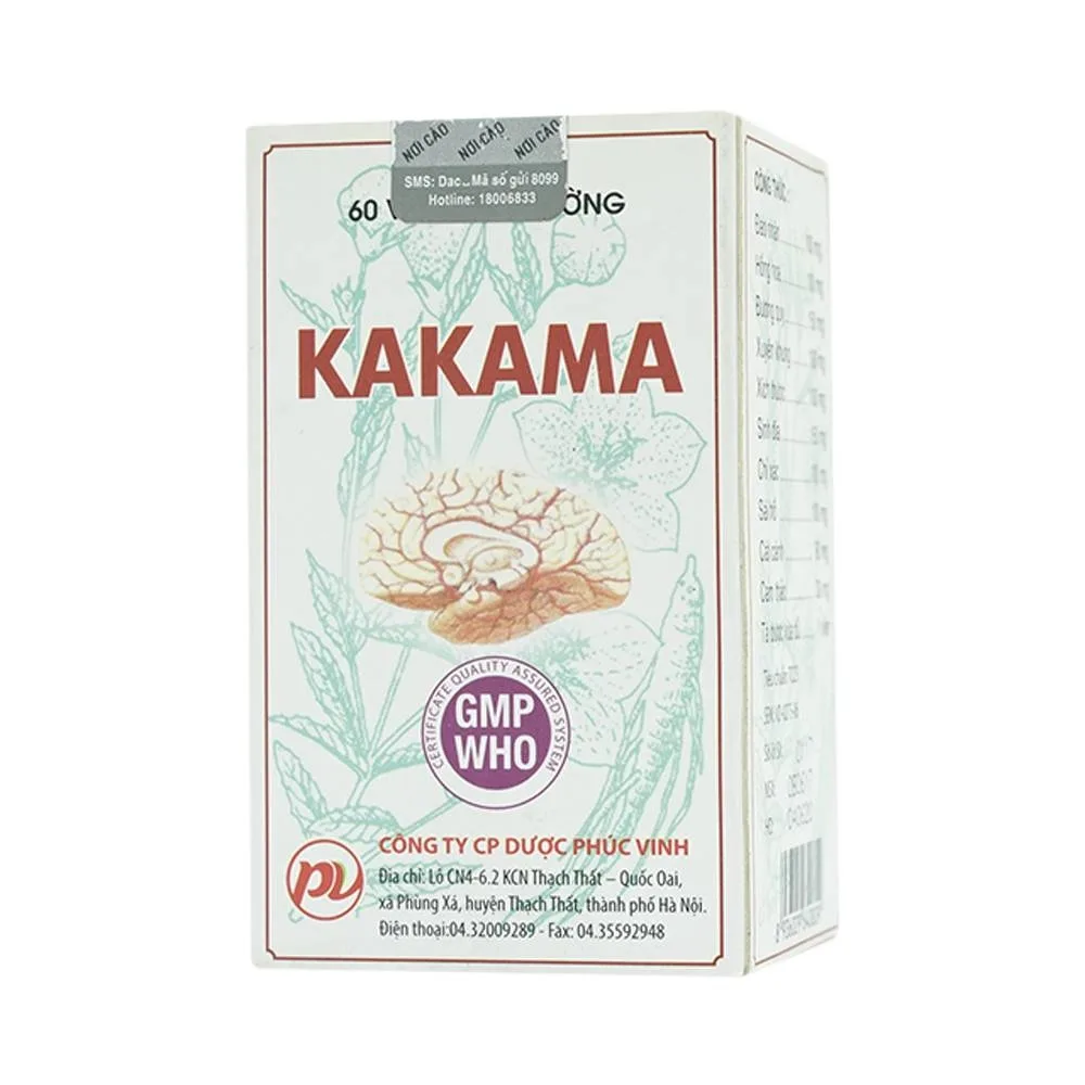 Hình ảnh Viên nén Kakama Phúc Vinh điều trị thiểu năng tuần hoàn não, ứ huyết, đau đầu (60 viên)