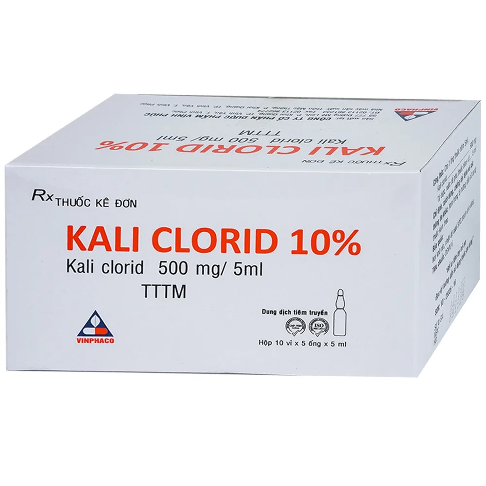 Hình ảnh Thuốc Kali Clorid 10% Vinphaco điều trị và phòng chứng giảm Kali huyết (10 vỉ x 5 ống x 5ml)