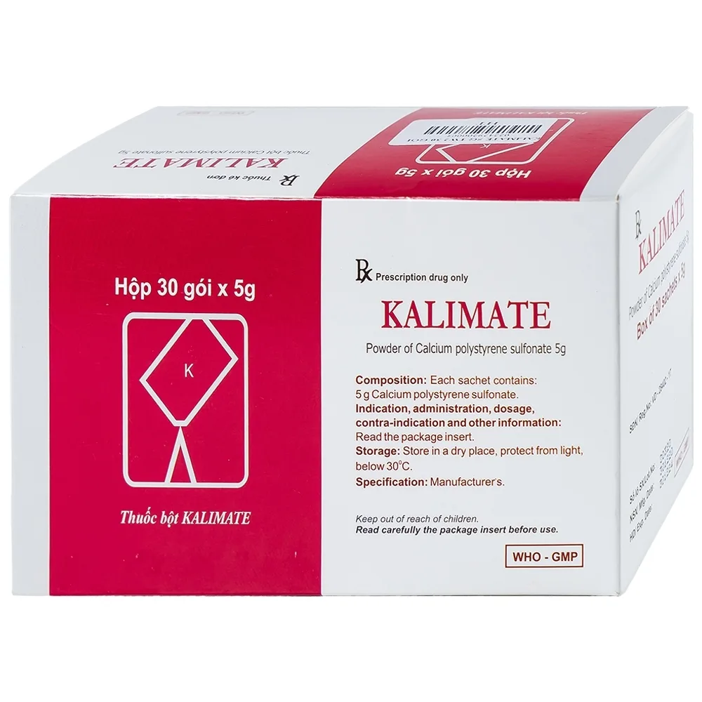 Hình ảnh Thuốc bột Kalimate 5g Dopharma điều trị tăng kali trong máu do suy thận (5g x 30 gói)