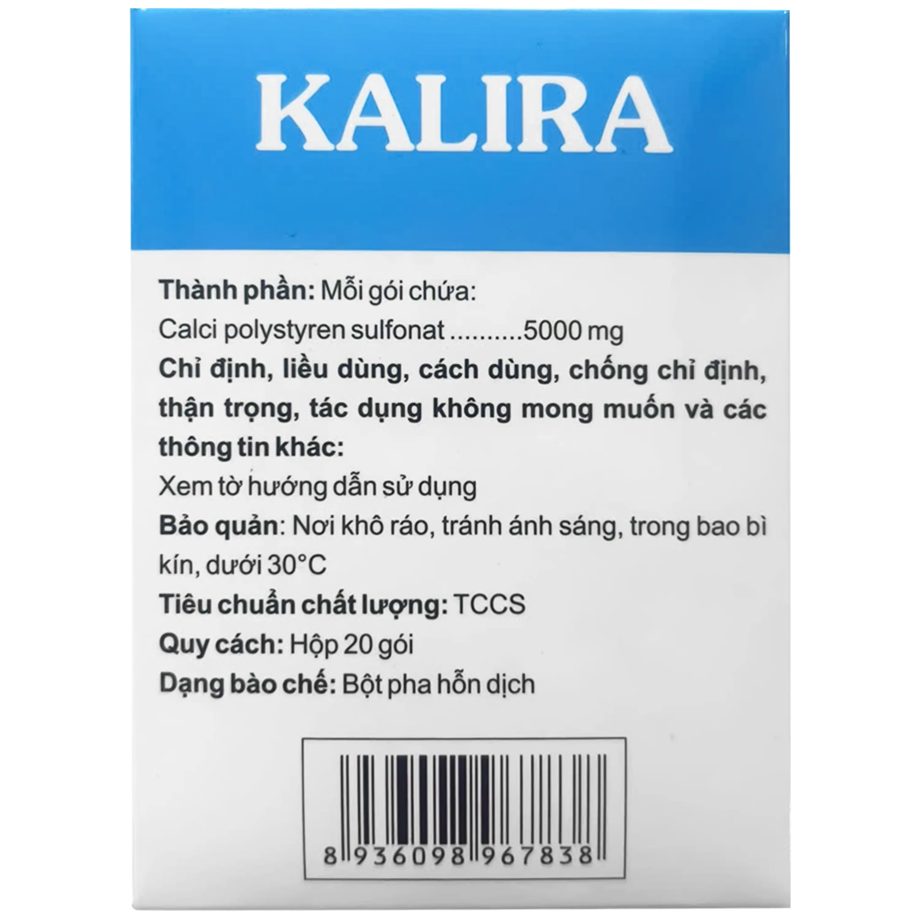 Hình ảnh Thuốc Kalira CPC1 điều trị tăng kali trong máu do suy thận (20 gói x 5g)