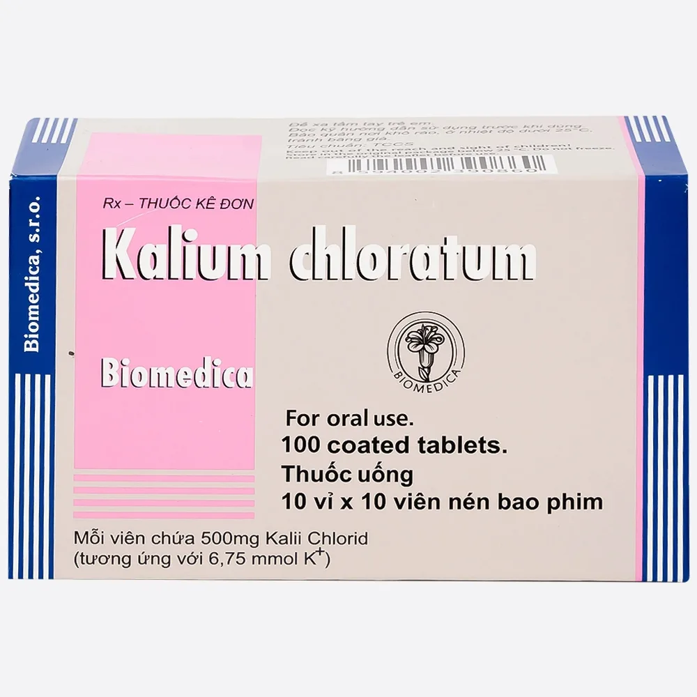 Hình ảnh Thuốc Kalium Chloratum Biomedica dùng trong phòng và điều trị một số trường hợp thiếu kali (10 vỉ x 10 viên)