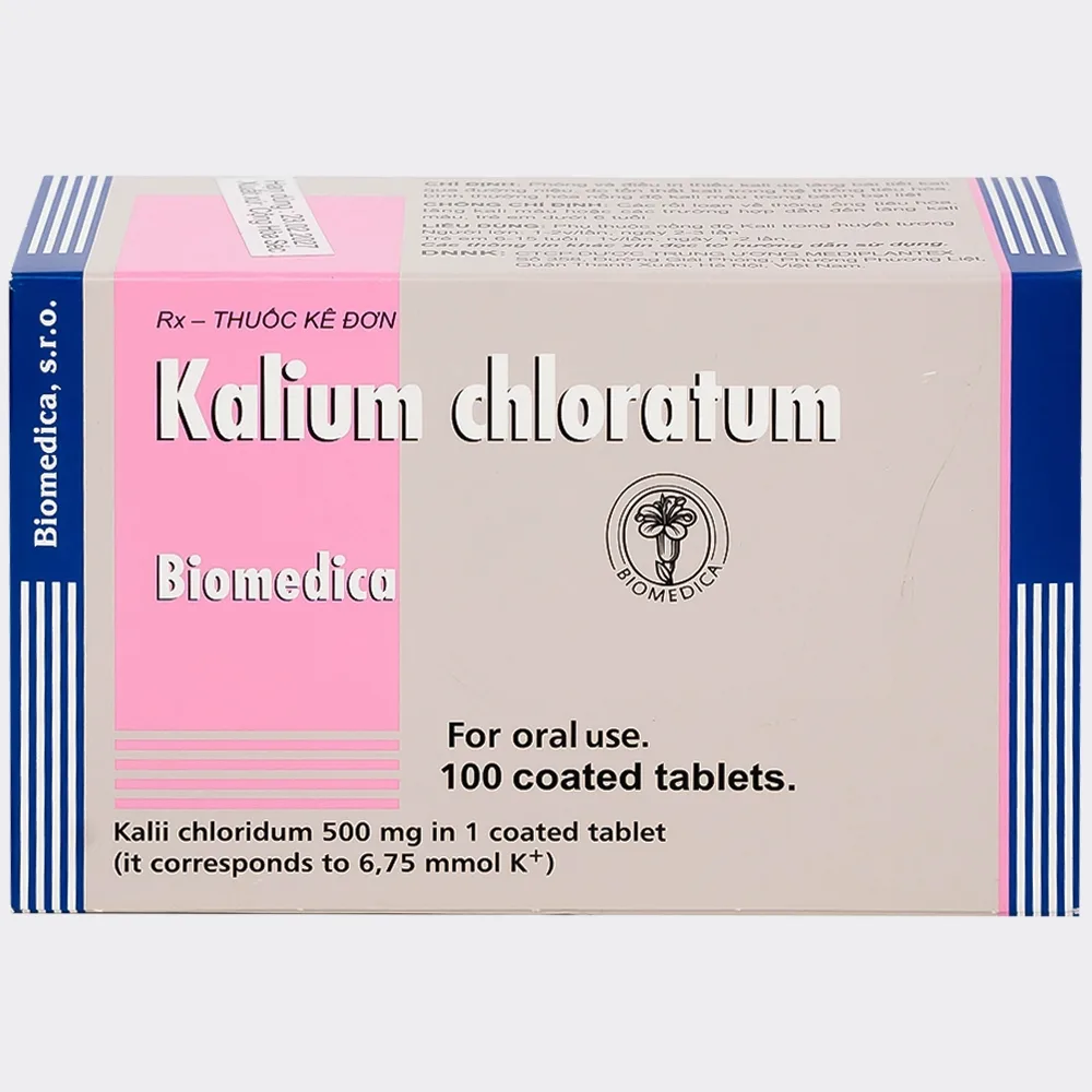 Hình ảnh Thuốc Kalium Chloratum Biomedica dùng trong phòng và điều trị một số trường hợp thiếu kali (10 vỉ x 10 viên)