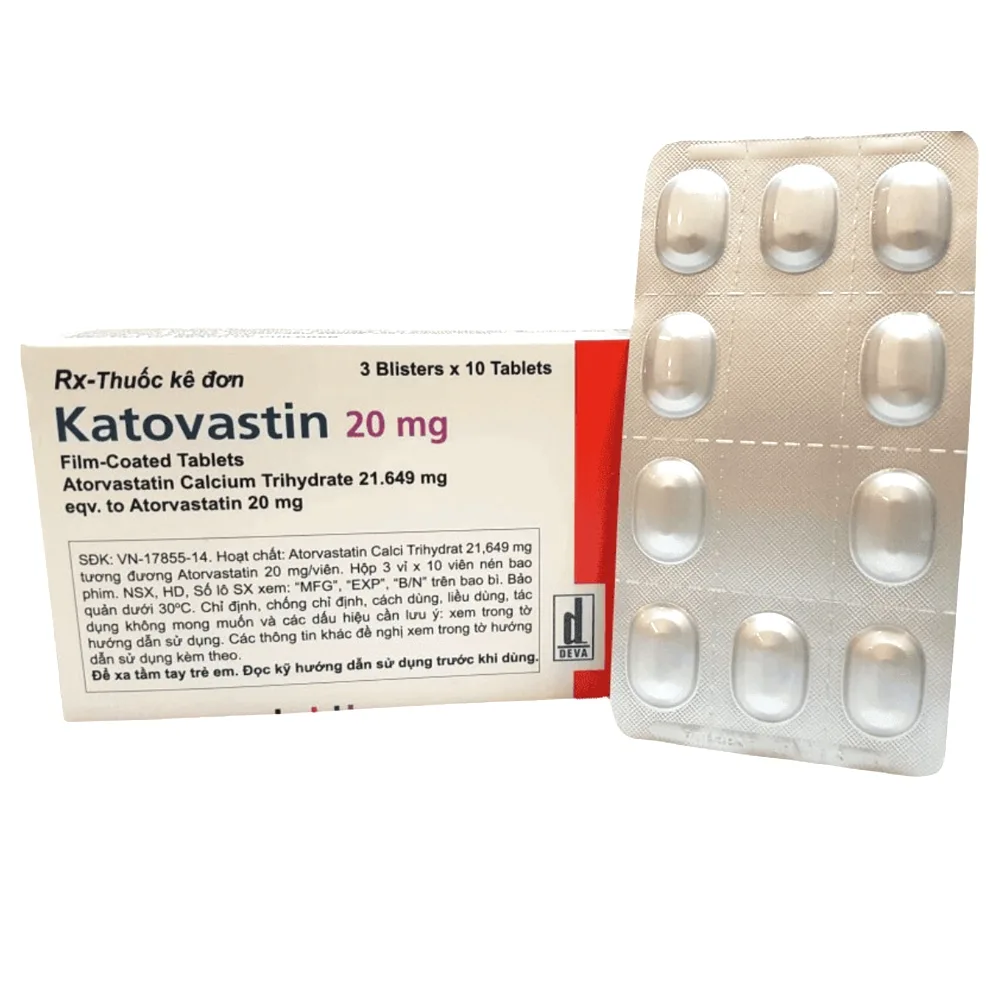 Hình ảnh Thuốc Katovastin 20mg Deva Holding hỗ trợ cho chế độ ăn kiêng làm giảm cholesterol (3 vỉ x 10 viên)