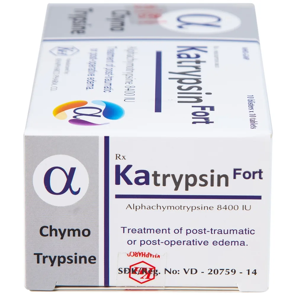 Hình ảnh Viên nén Katrypsin Fort 8400IU Khapharco điều trị phù nề sau chấn thương, sau mổ (10 vỉ x 10 viên)