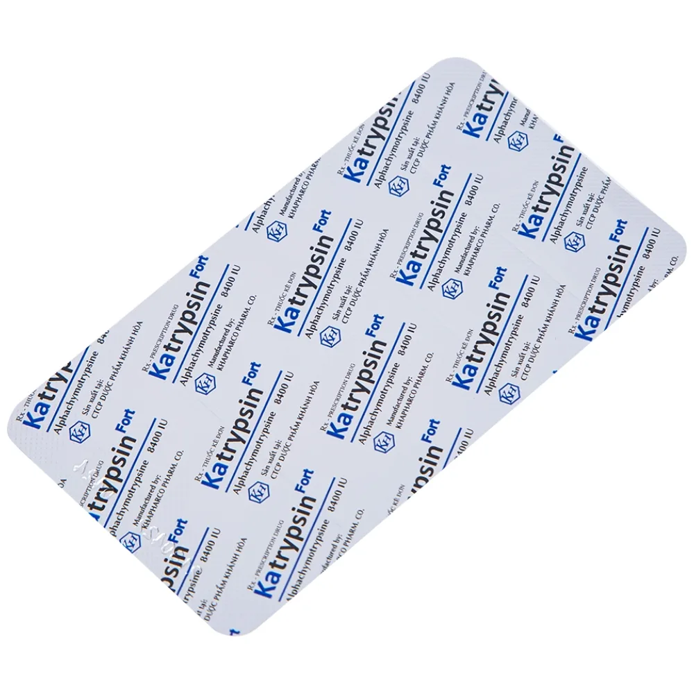 Hình ảnh Viên nén Katrypsin Fort 8400IU Khapharco điều trị phù nề sau chấn thương, sau mổ (10 vỉ x 10 viên)