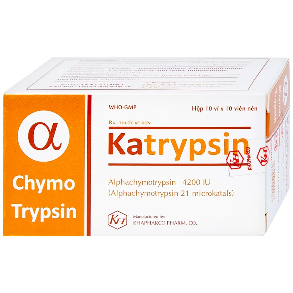 Hình ảnh Viên nén Katrypsin 4200IU Khapharco điều trị phù nề sau chấn thương, phẫu thuật, bỏng (10 vỉ x 10 viên)