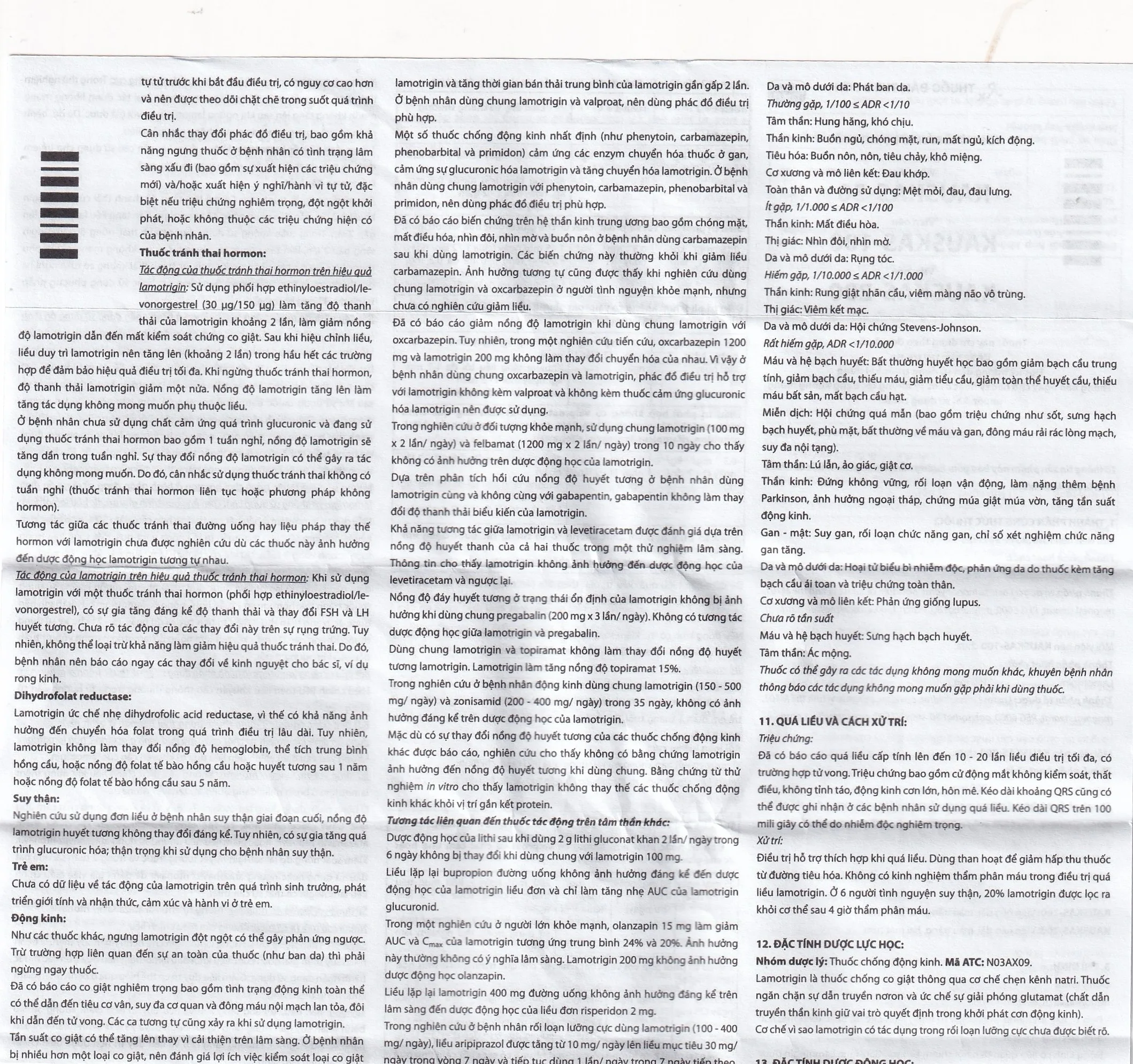 Hình ảnh Thuốc Kauskas-100mg Davipharm điều trị động kinh và rối loạn lưỡng cực (3 vỉ x 10 viên)