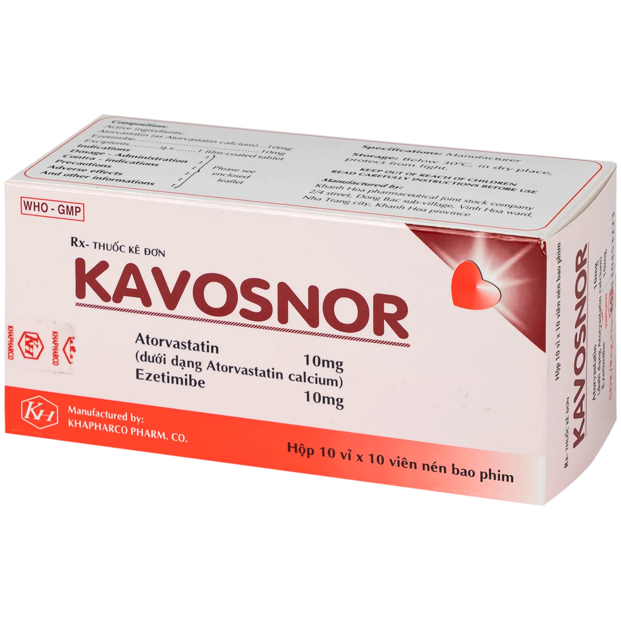 Hình ảnh Thuốc Kavosnor điều trị tăng cholesterol toàn phần (10 vỉ 10 viên)