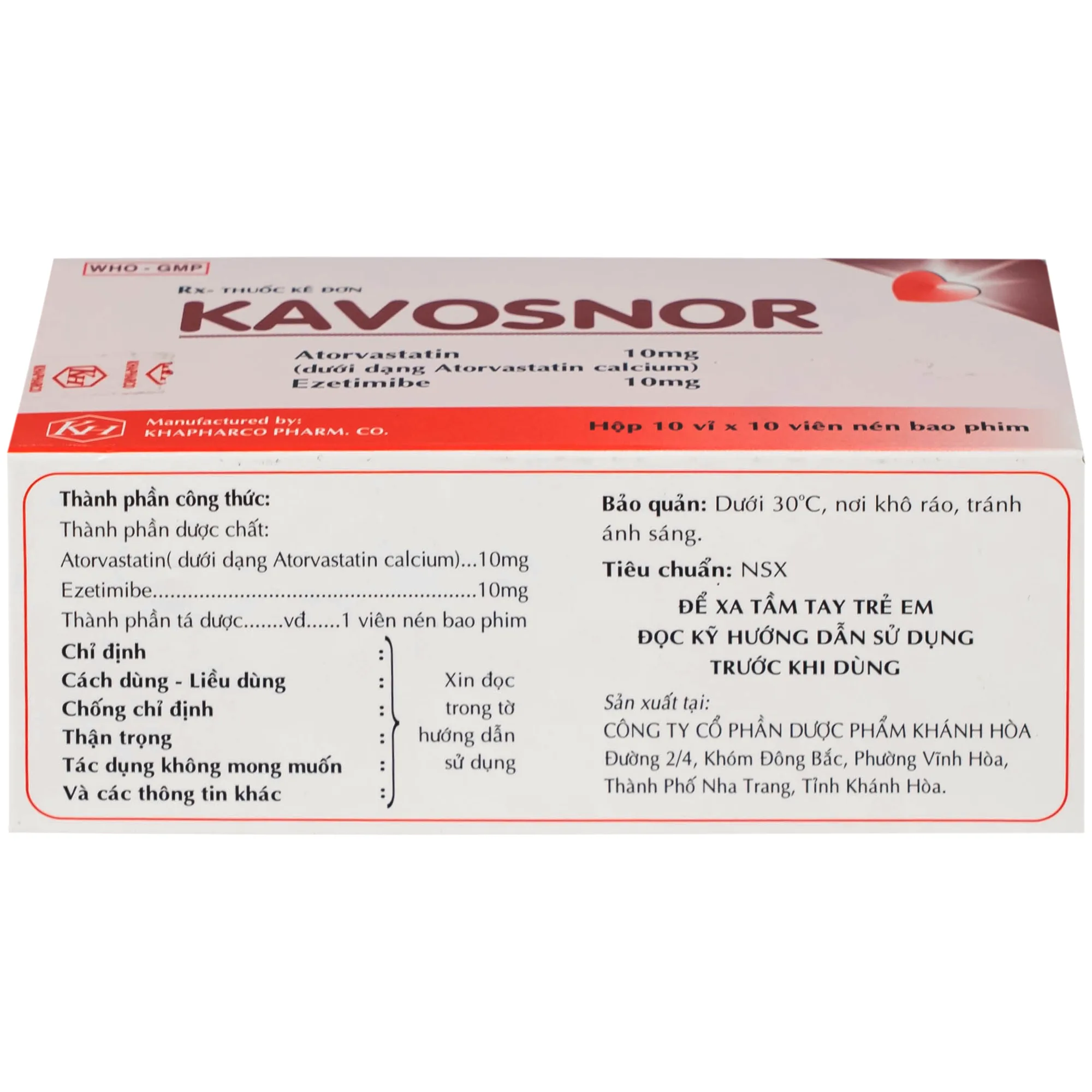 Hình ảnh Thuốc Kavosnor điều trị tăng cholesterol toàn phần (10 vỉ 10 viên)