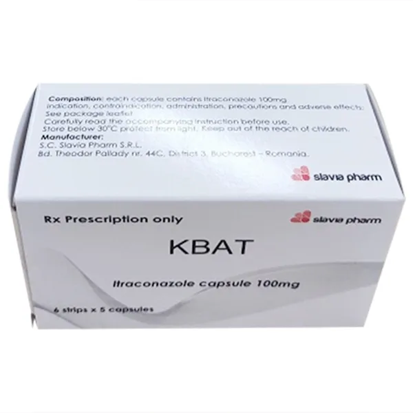 Hình ảnh Thuốc Kbat 100mg Slavia điều trị nấm Candida ở miệng, họng, âm hộ, âm đạo, lang ben (6 vỉ x 5 viên)