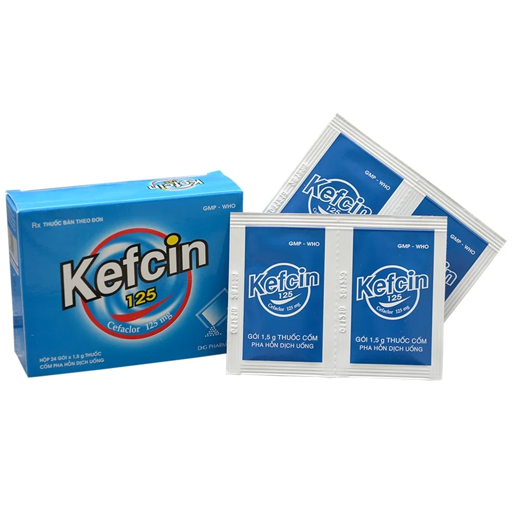Hình ảnh Thuốc cốm Kefcin 125 DHG điều trị các nhiễm khuẩn đường hô hấp, đường tiết niệu (24 gói)